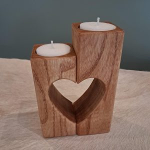 Kandelaar "hart" - Essenhout 2-delig