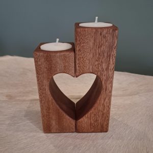 Kandelaar "hart" - Eikenhout 2-delig