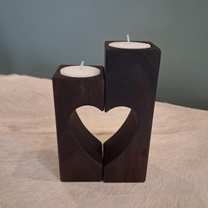 Kandelaar "hart" - Amerikaans notenhout 2-delig