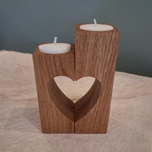 Kandelaar "hart" -beukenhout gekleurd 2-delig