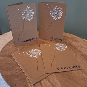 Kaart bloem geborduurd - blanco