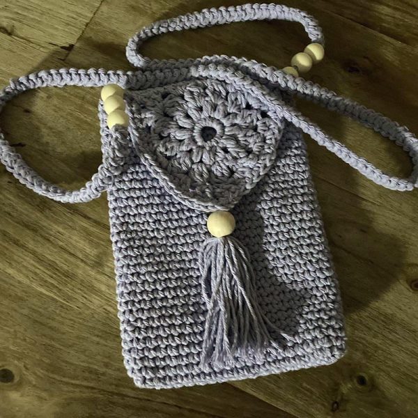 Stijlvol & Handgemaakt: Lila telefoontasje - Afbeelding 3