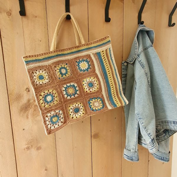 Boodschappen tas met granny square's