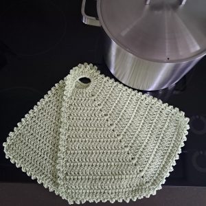 Gehaakte set pannenlappen triangel  mintgroen